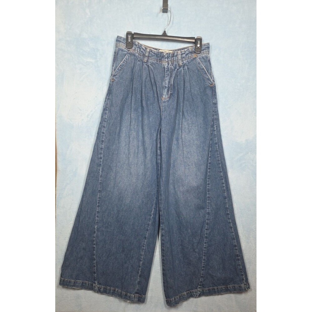 Free People Equinox High Rise Ultra Wide Leg Pleated Jean Trouser 27 Streetwear - Picture 3 of 13